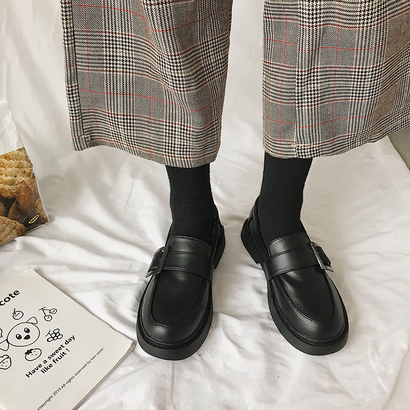 ins leather shoes Retro British style 2019 new pattern Trendy shoes Autumn and winter Plush Korean Edition Versatile Net Red Flat bottomin the Women's Shoes, Low shoes  category - from Buy2taobao.com to provide professional Taobao agent buy service