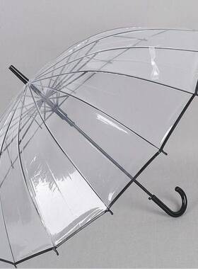 半自动加粗直杆小清新透明雨伞
