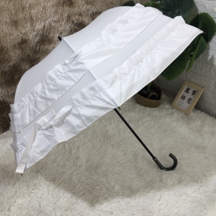 新款出口日本拱形伞阿波罗蘑菇双层白色公主伞弯勾折叠伞晴雨两用