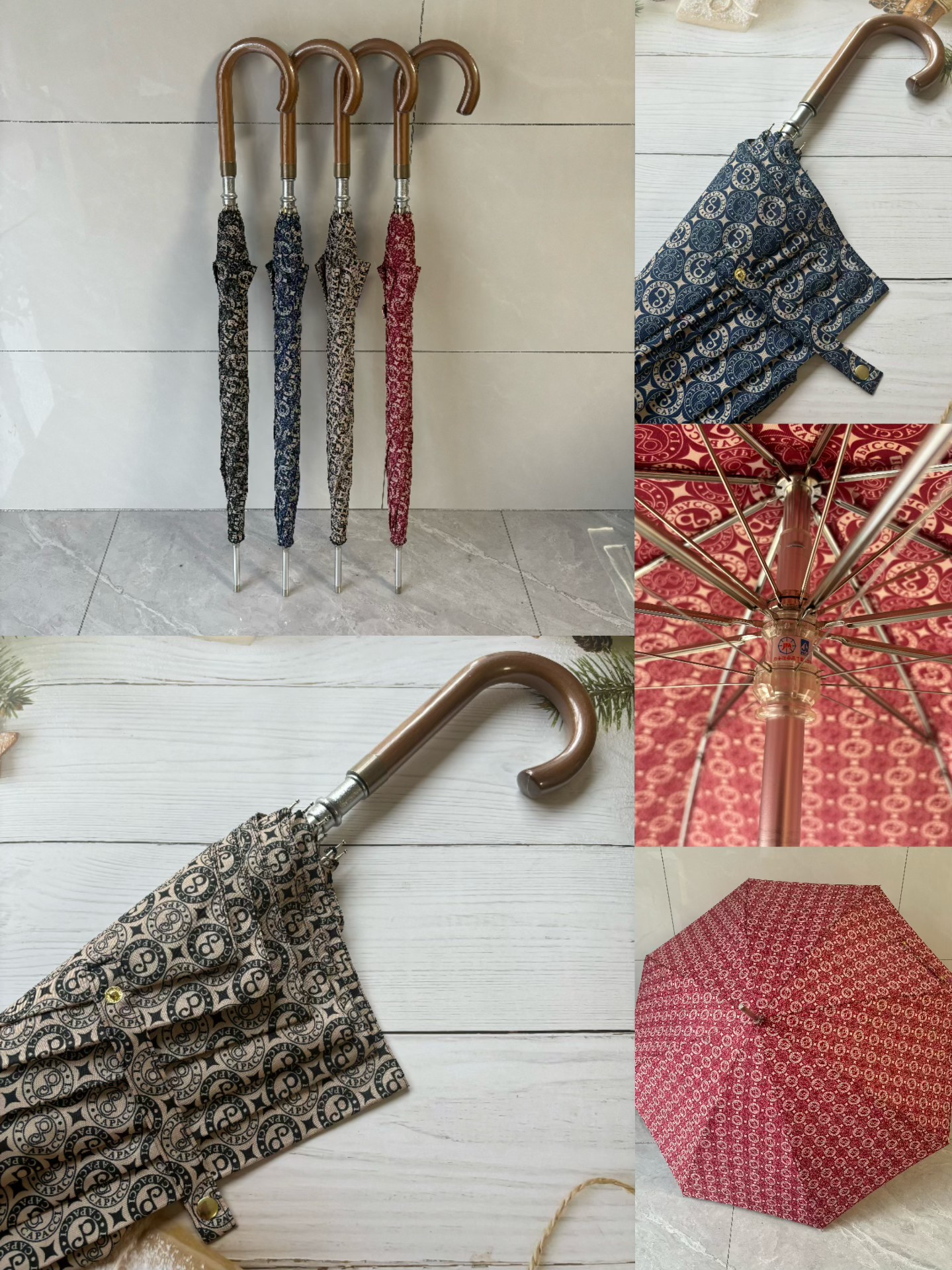 户外晴雨两用防水布条纹长柄伞