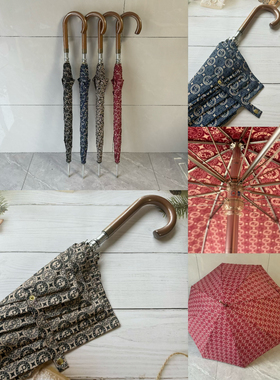 外贸capaci长柄复古户外加固防风全钢推拉骨晴雨两用一甩干背带伞