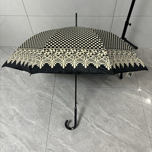 出口日本双层大伞面超强防晒降温圆点自动长柄伞黑胶涂层晴雨两用