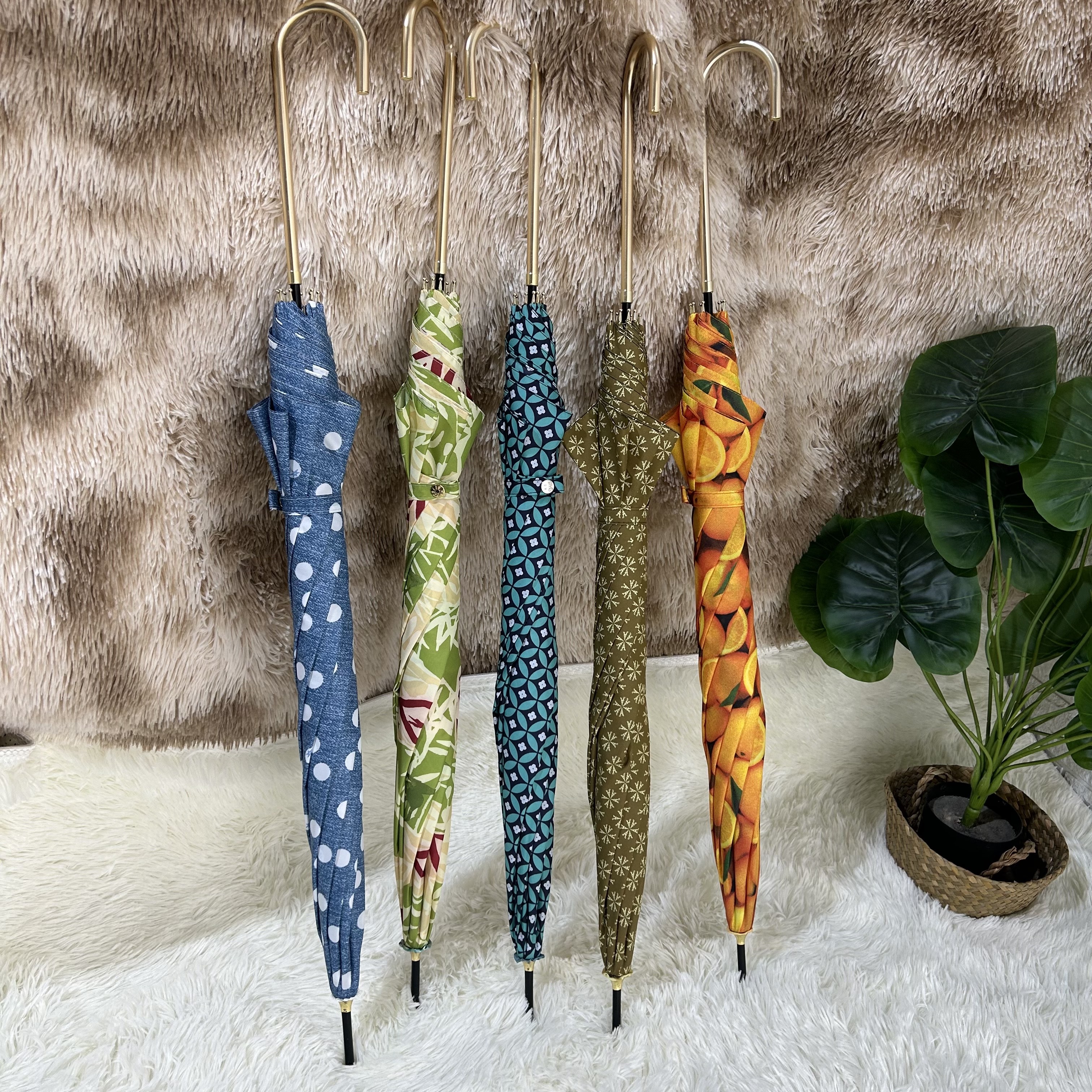 日本代购细杆晴雨兼用金钩长柄