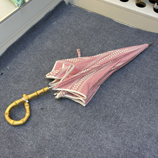 骄傲的孔雀之宝塔伸缩骨架高级洋伞红色棉布刺绣遮阳伞高颜值日系