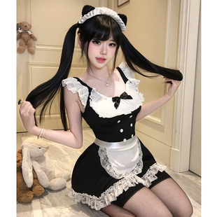 女仆女装性感cos制服套装禁欲系可爱小厨娘外穿约会黑色连衣裙