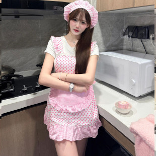 圣诞节服装粉色女仆女装cosplay性感露背睡裙男生可爱小厨娘围裙