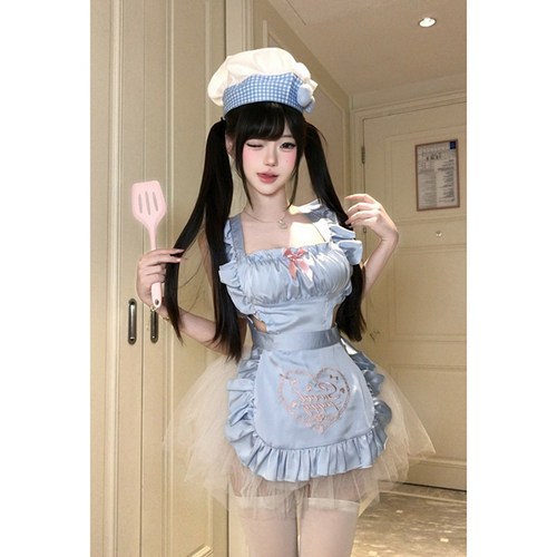蓝色女仆女装cos小厨娘制服套装角色扮演洛丽塔性感纯欲qq睡裙