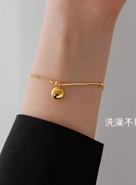 ins简约小众金色复古幸运豆豆手链女冷淡风不掉色七夕送女友