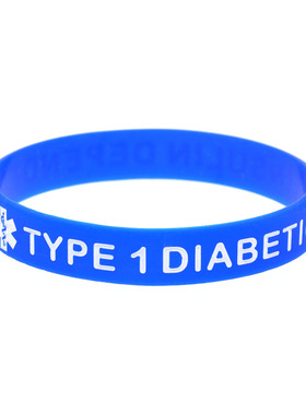 Medical Alert TYPE 1 DIABETIC硅胶手环警示语男女成人尺寸手带
