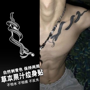 半永久逼真刺青不反光男女高级防水不掉色 帅气蛇图案草本纹身贴
