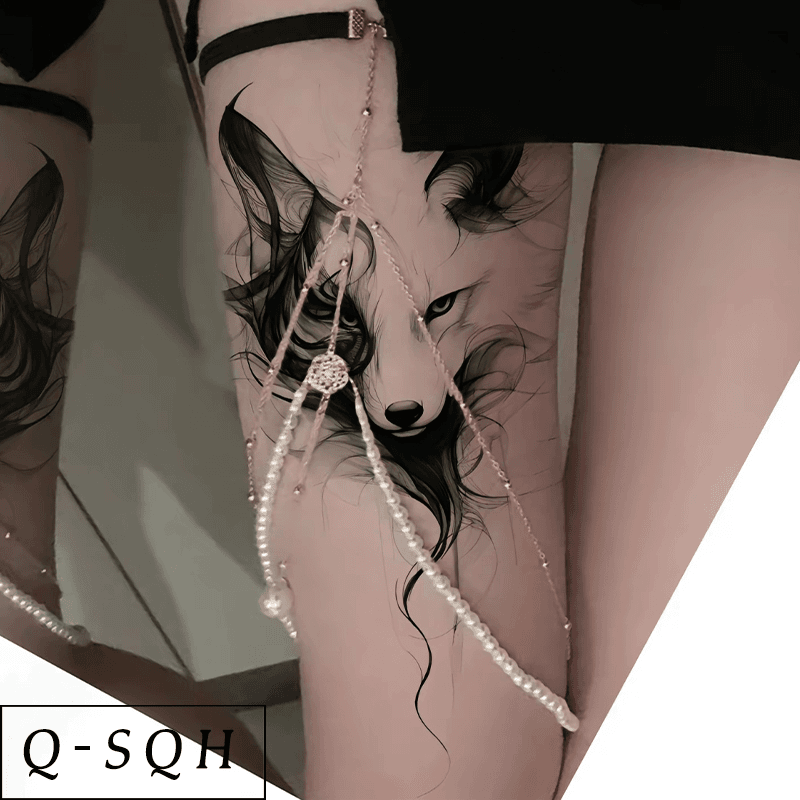 4張魅力狐貍草本紋身貼防水持久