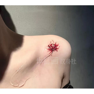 锁骨彼岸花纹身贴女真实感唯美高颜值美丽好看防水持久遮盖可水洗