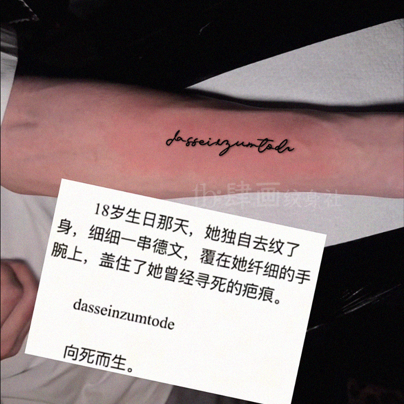 德语向死而生ins草本果汁纹身贴