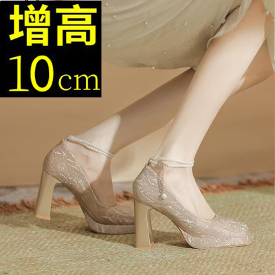 春款单鞋女时尚搭配裙子女鞋粗跟10cm小个子主持伴娘高跟玛丽珍鞋