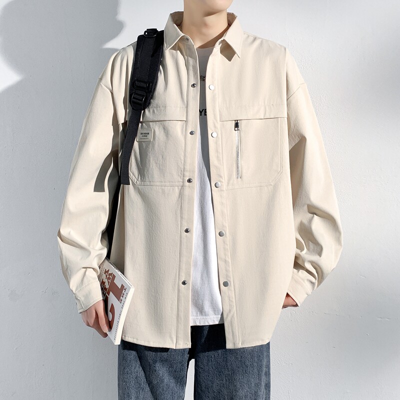 【新品】长袖衬衫男春秋上衣外套图片