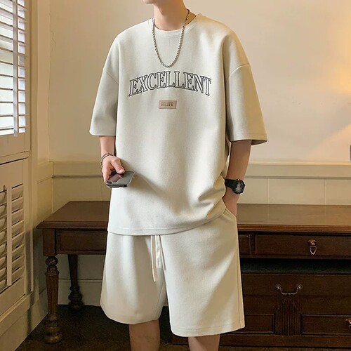 【两件套】夏季短袖短裤男士套装