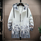 潮流夹克痞帅气休闲青少年潮牌冲锋风衣 新款 中长款 外套男春秋冬季