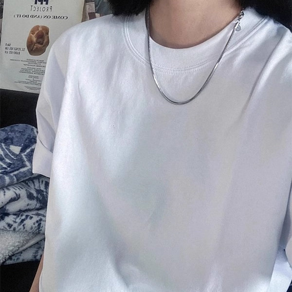 男女同款纯白色新疆长绒棉重磅短袖t恤基础款简约半袖正肩五分袖