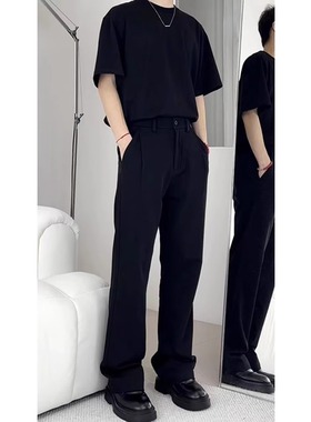 iicho微喇西裤垂坠感高级感夏季薄款裤子男cleanfit高裆休闲长裤