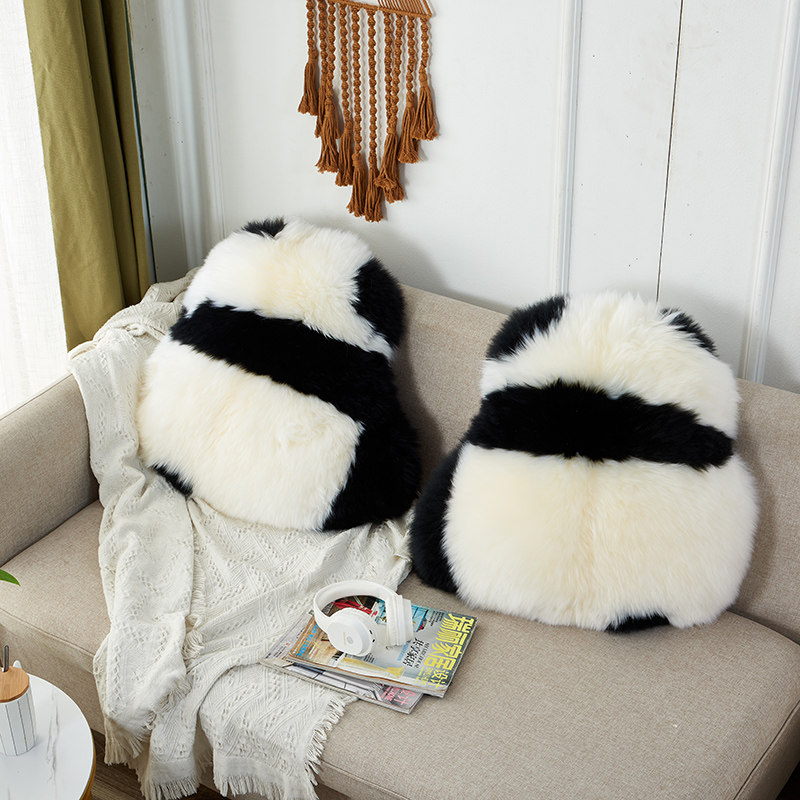 熊猫花花萌兰同款抱枕可爱靠垫沙发坐垫羊毛垫子乔迁礼物家居装饰