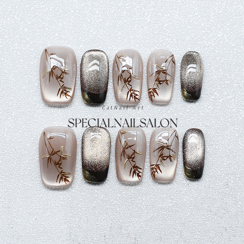 【竹墨流芳】纯手工穿戴甲2025新款高级感国风翠竹气质显白美甲片,彩妆/香水/美妆工具,穿戴甲/甲片,淘宝优惠券,粉丝福利购,淘宝优惠卷