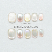 日常百搭猫眼美甲贴片 简约短款 流光彩虹 纯手工穿戴甲25年新款