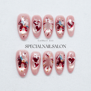 【马到福来】纯手工穿戴甲国风新年款马年锦鲤高级感2026美甲贴片