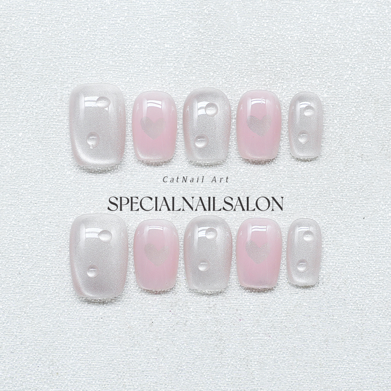 【甜心露珠】手工穿戴甲夏季清透感显白网红爱心指甲贴片2025新款