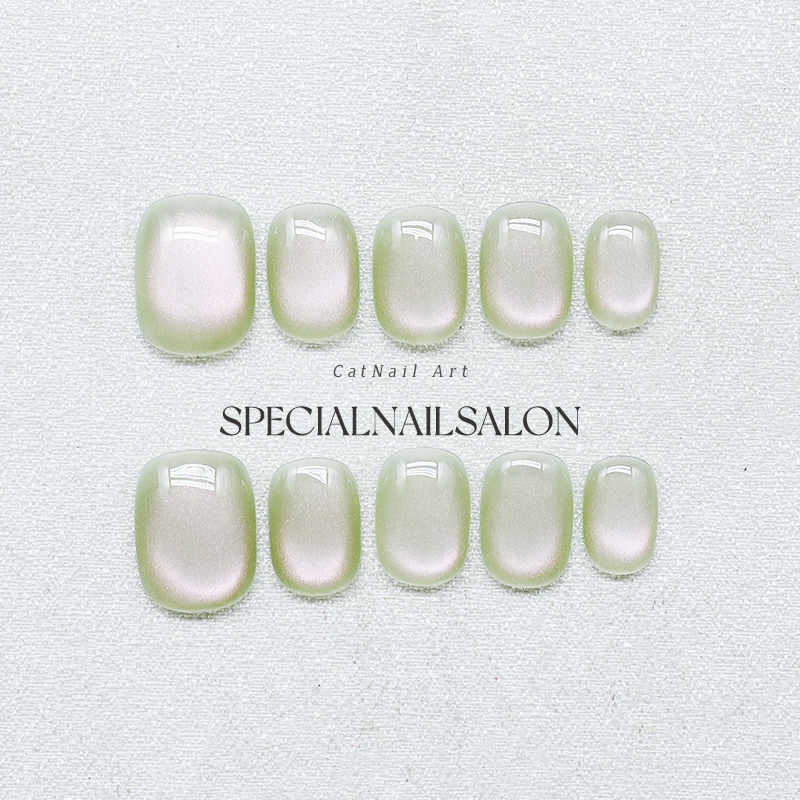 【薄荷花露】纯手工穿戴美甲2025新款爆闪猫眼简约百搭高级感甲片