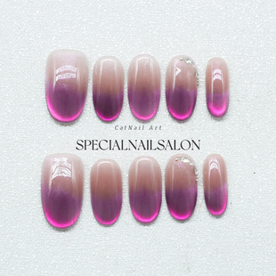 【沐光而行】纯手工穿戴甲晕染渐变秋冬新年款闪钻显白高级感美甲