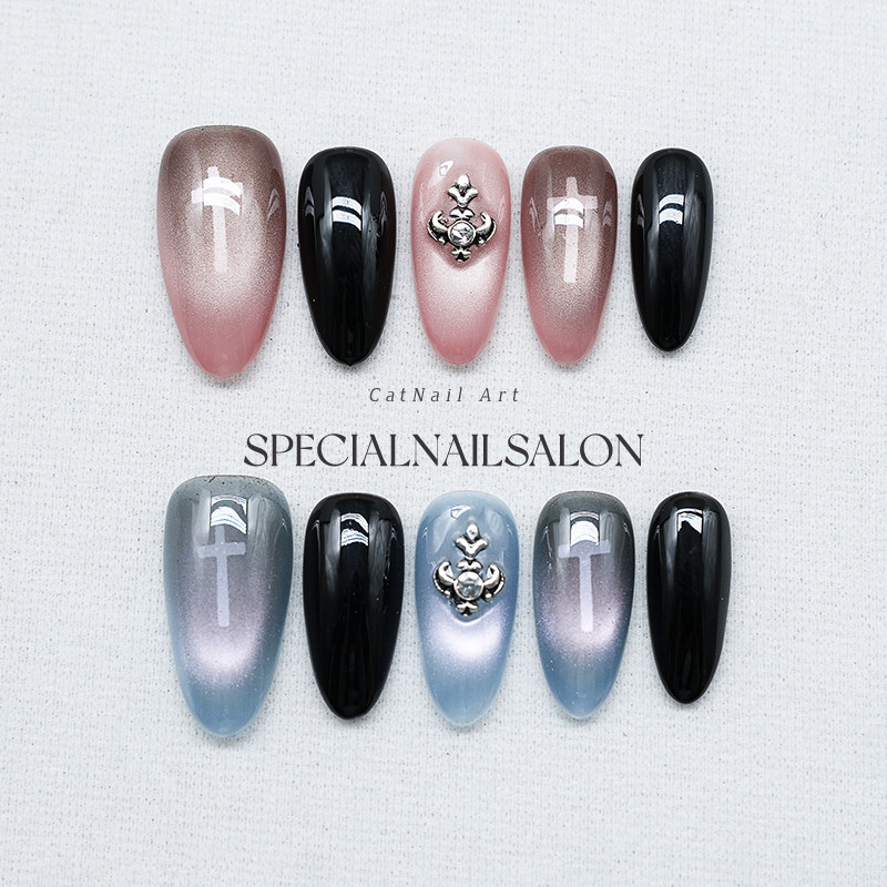 【暗夜祈礼】纯手工穿戴甲异域风个性小众高级感显白杏仁美甲贴片,彩妆/香水/美妆工具,穿戴甲/甲片,淘宝优惠券,粉丝福利购,淘宝优惠卷