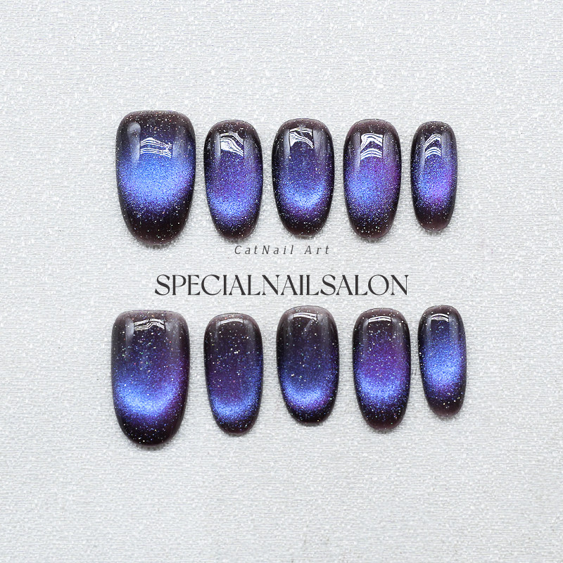 【银河秘语】纯手工穿戴甲星空猫眼渐变爆闪美甲高级感秋冬指甲片,彩妆/香水/美妆工具,穿戴甲/甲片,淘宝优惠券,粉丝福利购,淘宝优惠卷