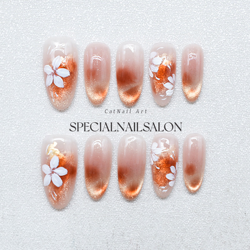 【花漾蜜光】纯手工穿戴美甲2025新款晕染花花高级感显白指甲贴片,彩妆/香水/美妆工具,穿戴甲/甲片,淘宝优惠券,粉丝福利购,淘宝优惠卷