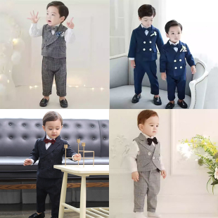 清仓特价男童西装礼服西服燕尾马甲英伦风宝宝周岁生日