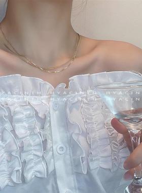 韩国气质双层蛇骨链简约气质夏季网红潮人流行金属颈链锁骨链饰品