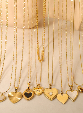 ins韩版贝母爱心钛钢小香项链女百搭轻奢小众欧美简约锁骨链饰品