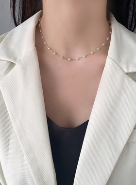 韩国ins风甜美气质珍珠项链韩版潮人仙气百搭锁骨链日系学生颈链