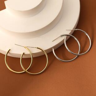韩国时尚几何圆形细圈银针耳环欧美时尚圆圈耳圈饰品高级感耳饰品
