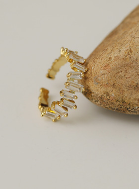 韩版时尚c形微镶锆石开口戒ins少女心简约气质戒指手指指环饰品