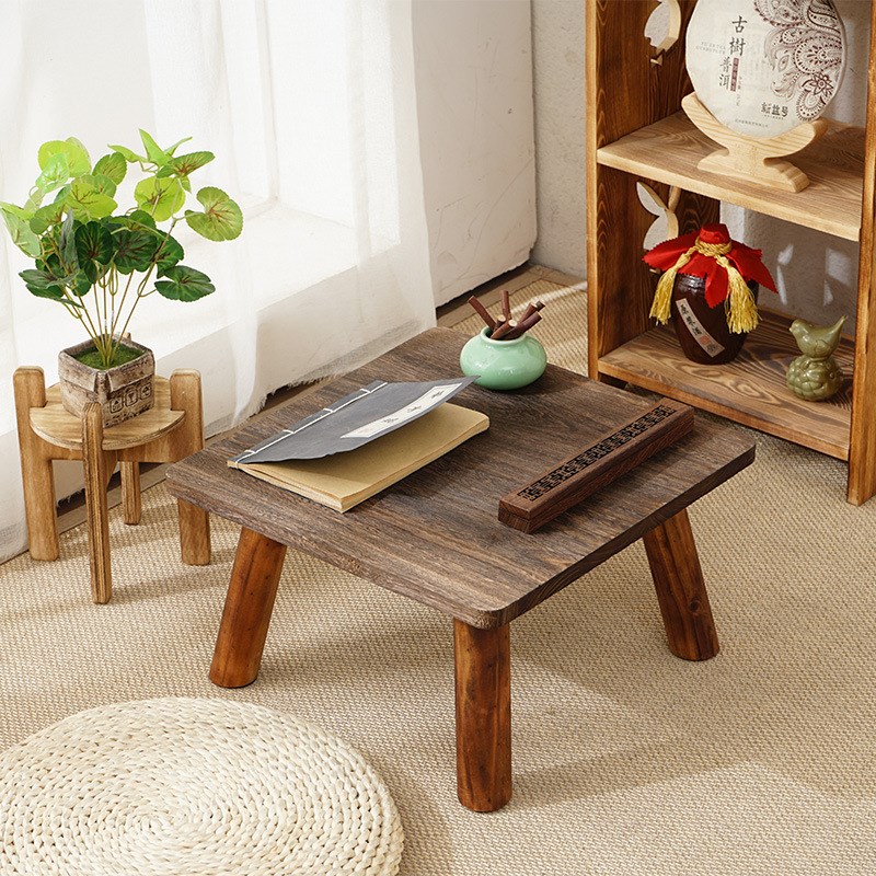 日式烧桐木小方桌简约榻榻米飘窗桌子小茶几矮桌子实木地桌
