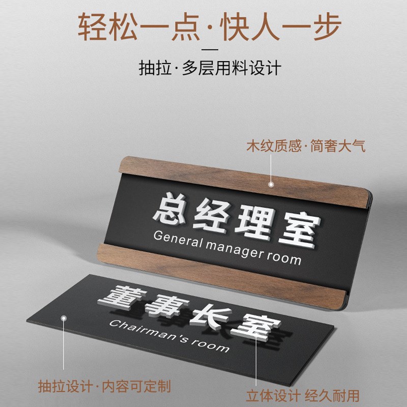 办公室门牌亚克力可替换抽拉标识牌学校仓库公司创意立体字科室牌