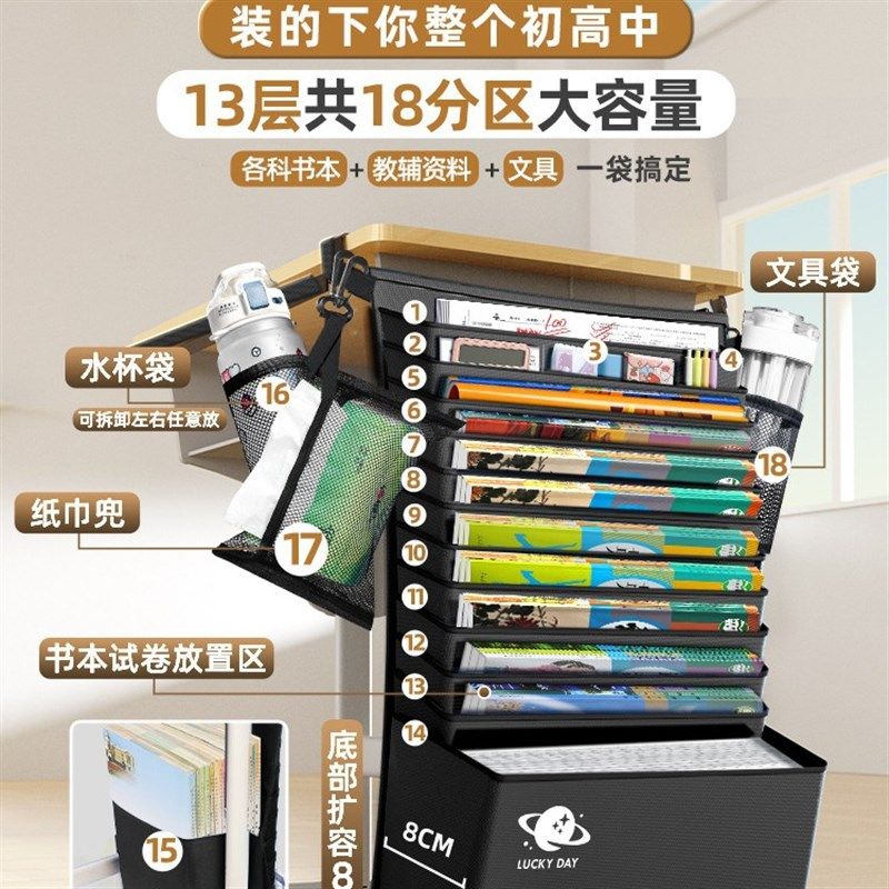 书桌侧边收纳学生教室用放书架护书袋侧面挂袋课桌侧挂书袋