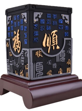 树脂工艺品活性炭雕笔筒创意商务礼品印制办公室开业摆件手工