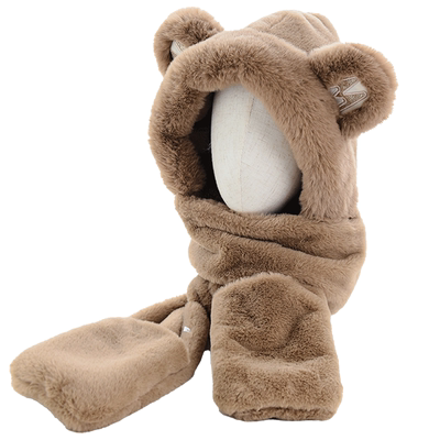 可爱小熊耳朵三件套2021年帽子