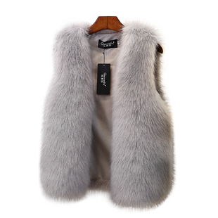仿狐狸毛皮草马甲女短款韩版2025秋冬百搭加厚毛毛背心水貂皮外套