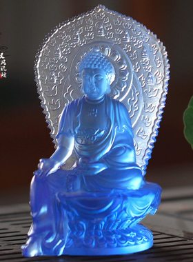背板琉璃药师佛像居家佛堂寺庙供奉药师琉璃光如来供佛结缘工艺品