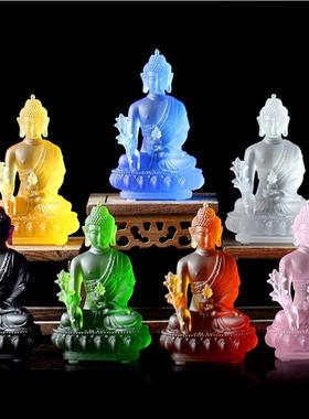 古法琉璃蓝色居家寺庙佛具用品