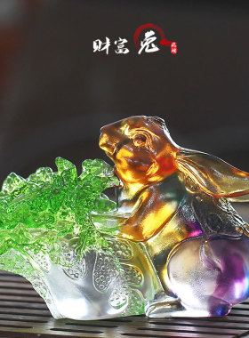 琉璃财富兔子摆件生日送礼祝福