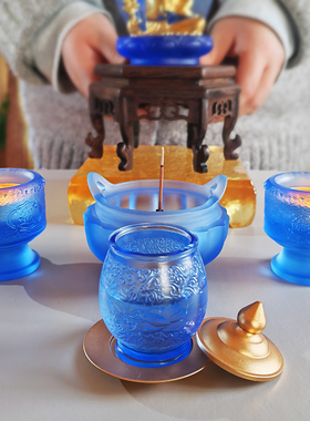 琉璃药师佛禅意佛具套装摆件