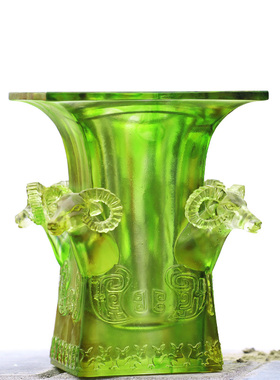 琉璃四羊方尊鼎风水摆件